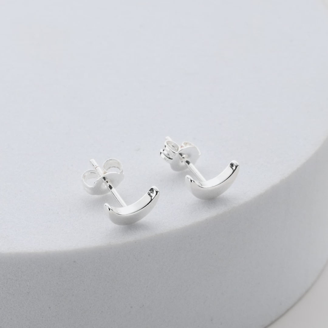 Silver Plated Moon Stud Earrings Video