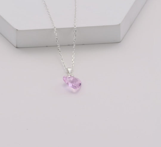 Sterling Silver Light Rose Heart Necklace Created with Zircondia® Crystals Video