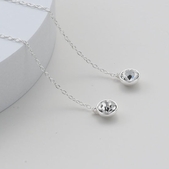 Sterling Silver Thread Earrings Created with Zircondia® Crystals Video