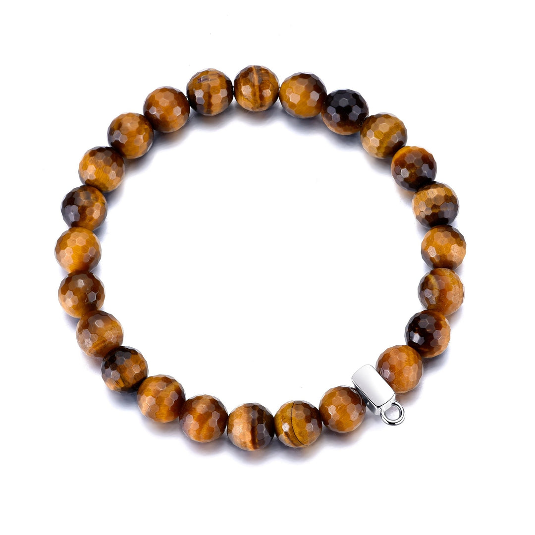 Faceted Tigers Eye Gemstone Charm Stretch Bracelet - Philip Jones Jewellery