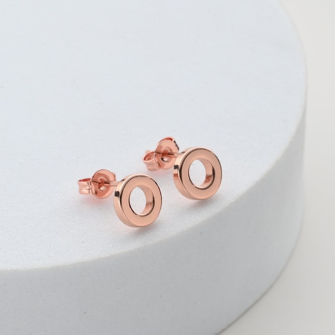 Rose Gold Plated Circle Stud Earrings Video