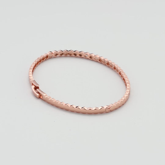 Rose Gold Plated Honeycomb Bangle Created with Zircondia® Crystals Video