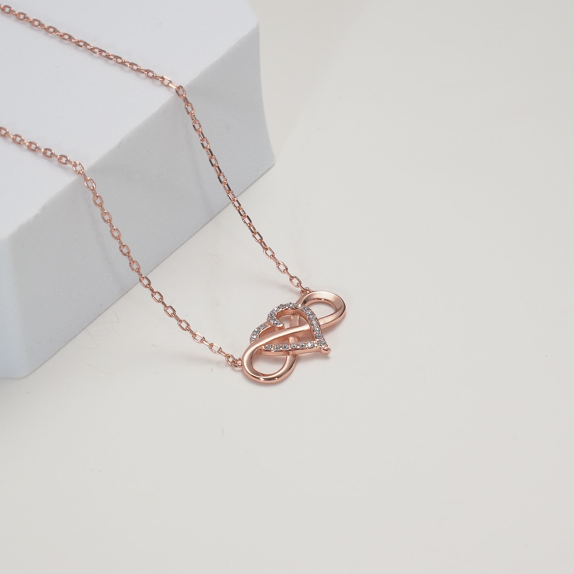 Rose Gold Plated Infinity Heart Necklace Created with Zircondia® Crystals Video
