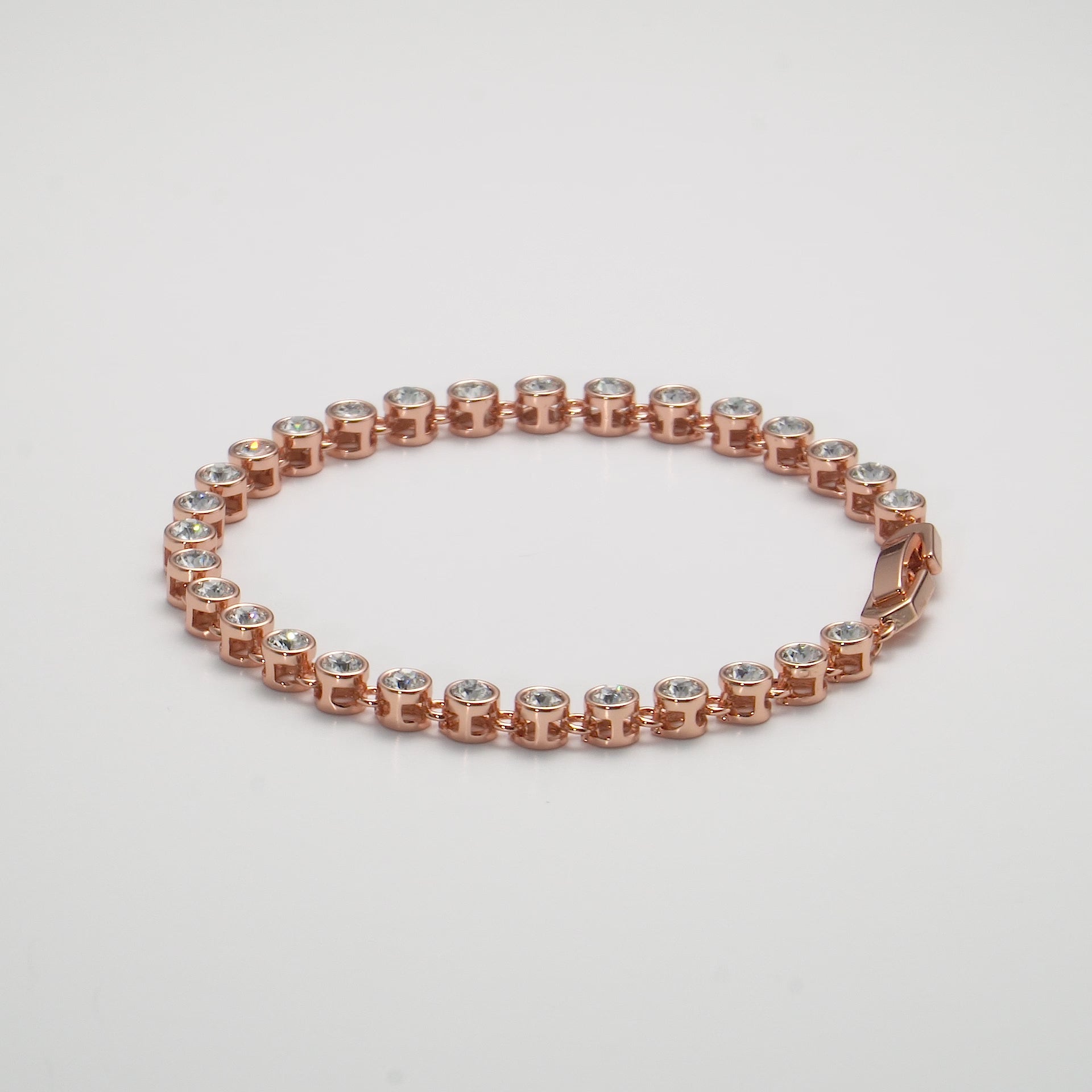 Rose Gold Plated Solitaire Bracelet Created with Zircondia® Crystals Video