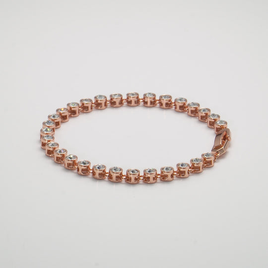 Rose Gold Plated Solitaire Bracelet Created with Zircondia® Crystals Video