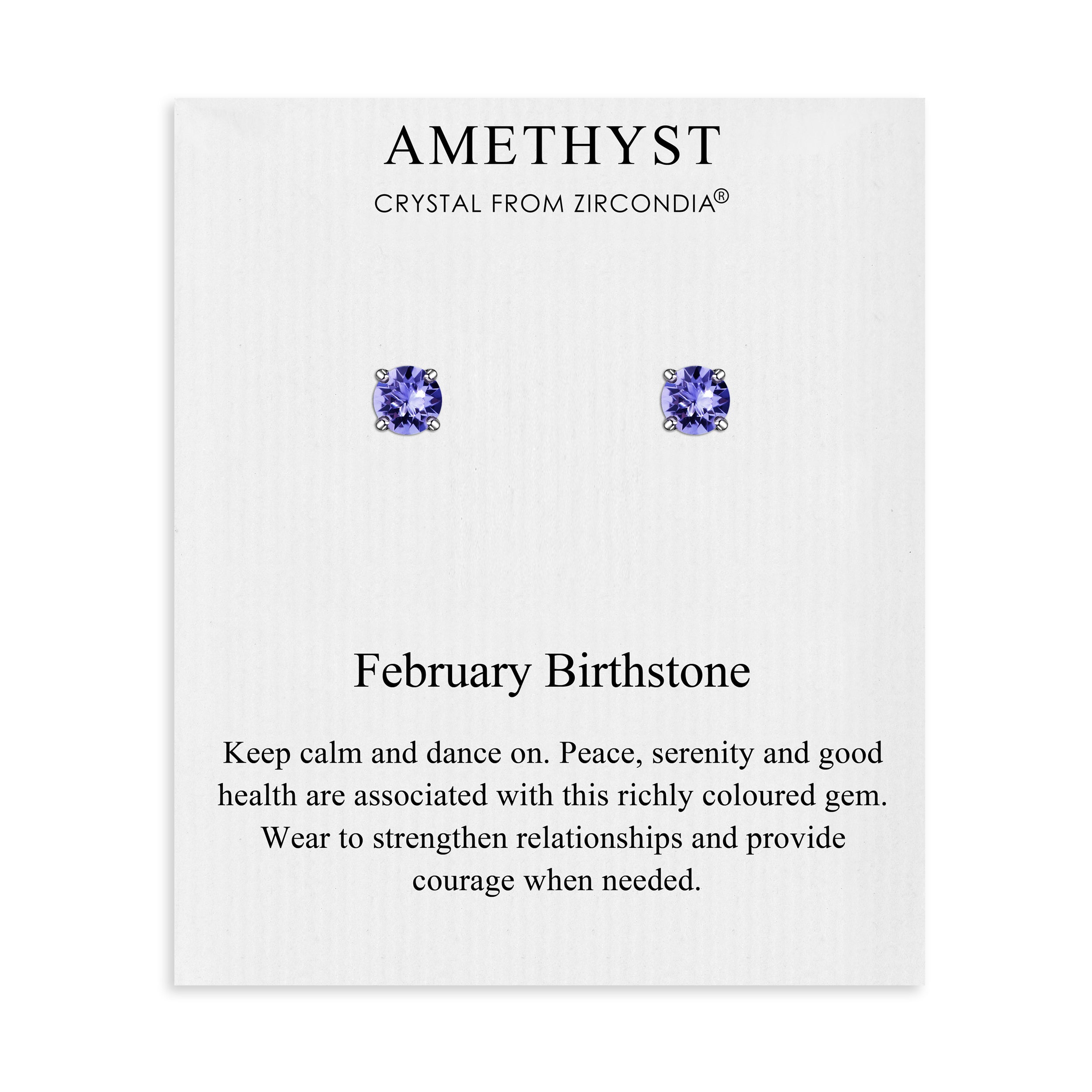 February (Amethyst) Birthstone Earrings Created with Zircondia® Crystals by Philip Jones Jewellery