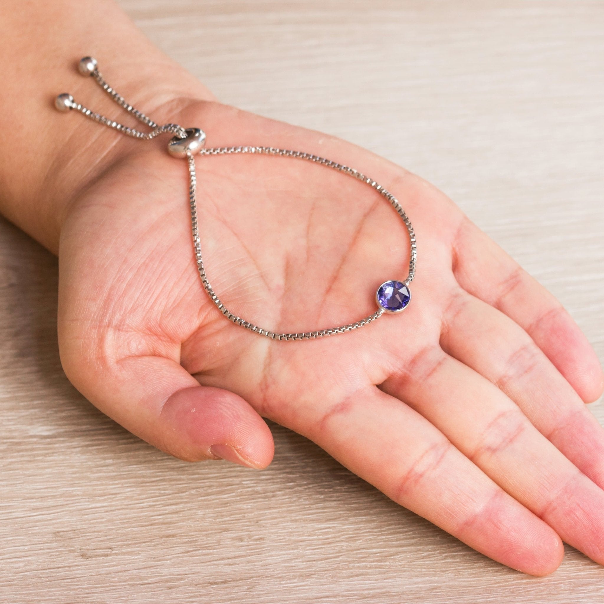 February (Amethyst) Birthstone Bracelet Created with Zircondia® Crystals - Philip Jones Jewellery