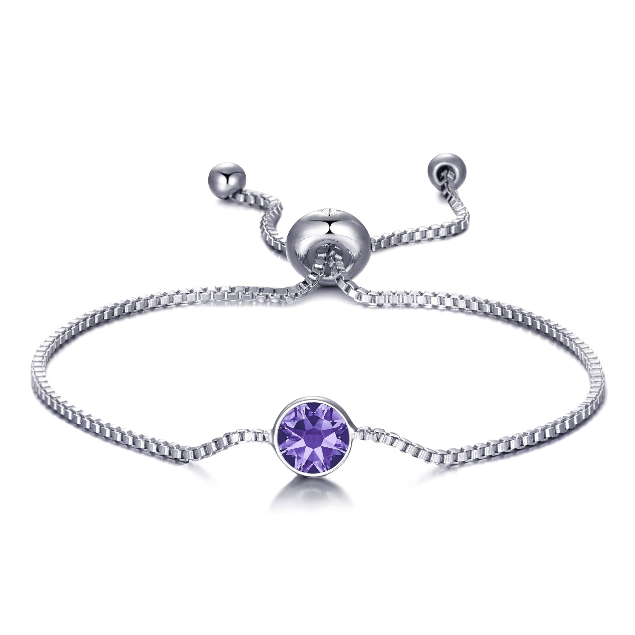 February (Amethyst) Birthstone Bracelet Created with Zircondia® Crystals - Philip Jones Jewellery