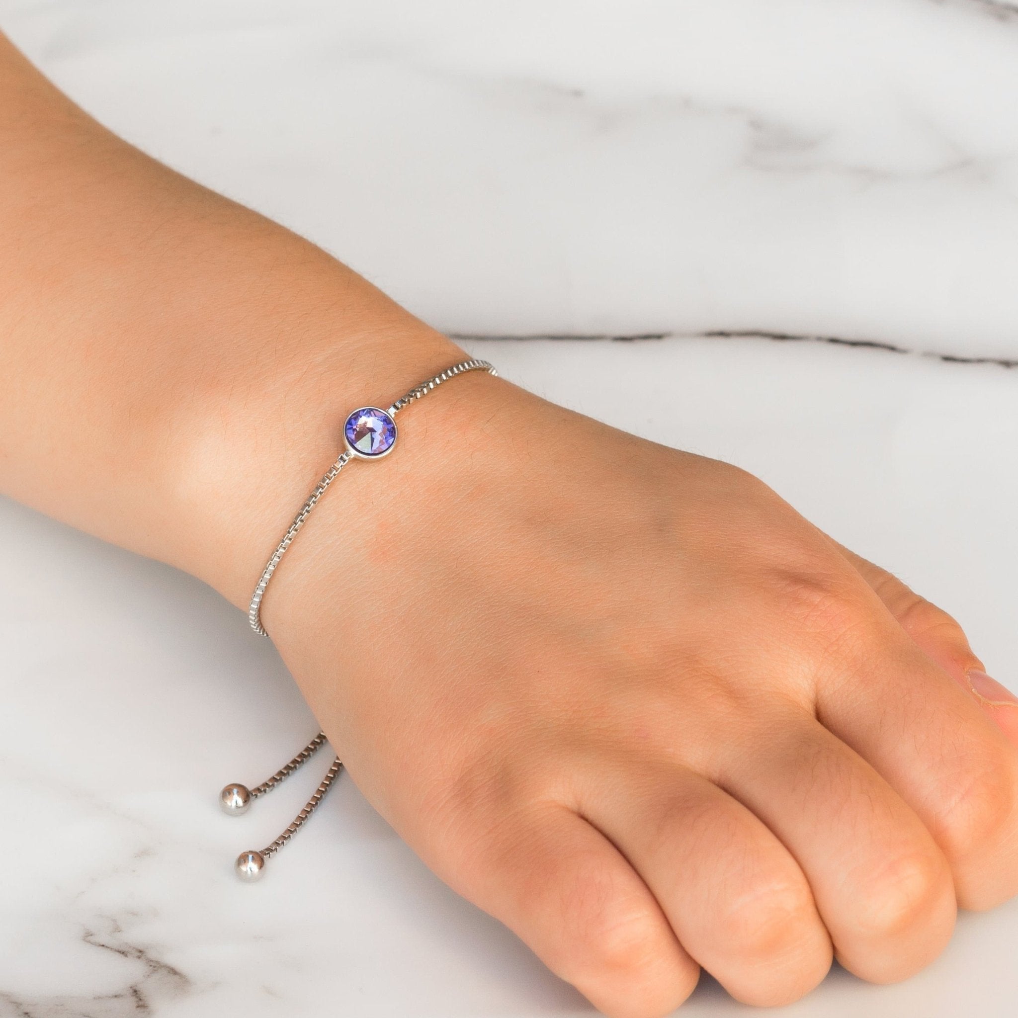 February (Amethyst) Birthstone Bracelet Created with Zircondia® Crystals - Philip Jones Jewellery