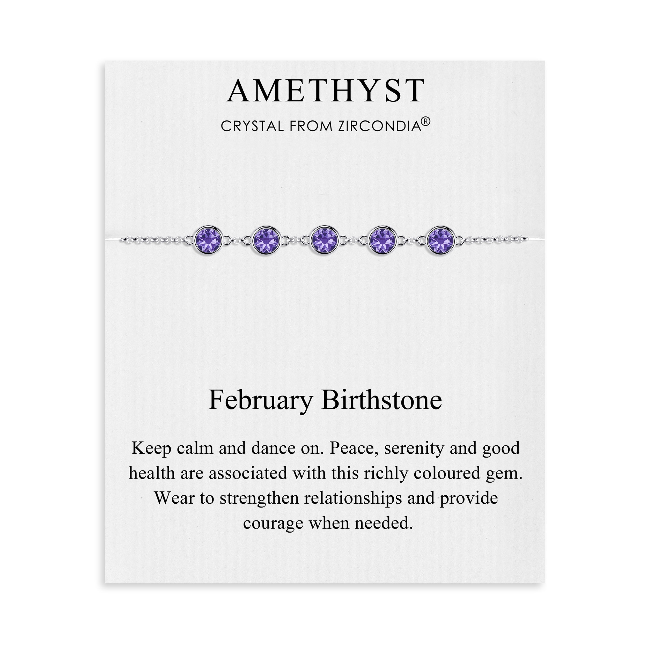 February Birthstone Bracelet Created with Amethyst Zircondia® Crystals by Philip Jones Jewellery