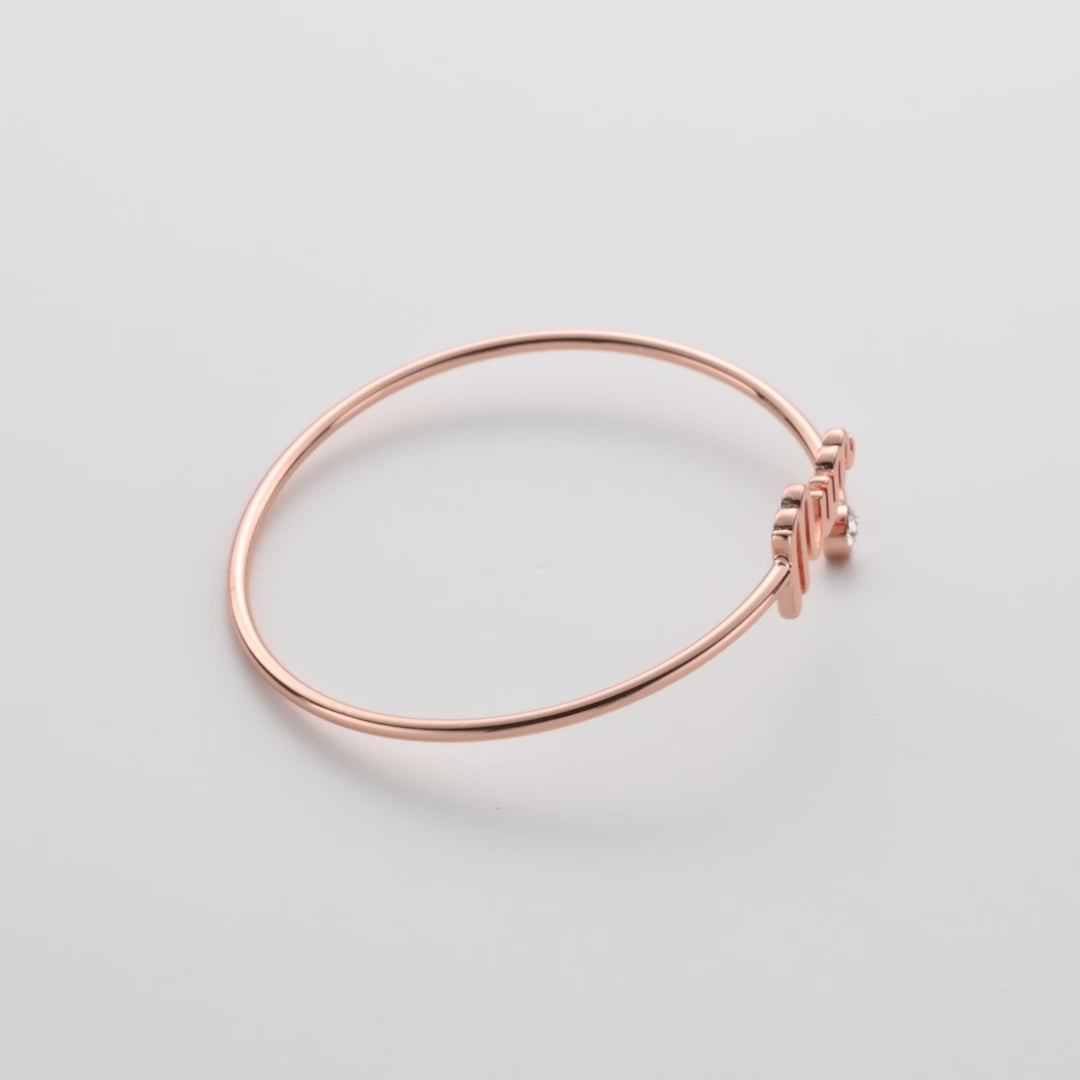 Rose Gold Plated Mum Cuff Bangle Created with Zircondia® Crystals Video