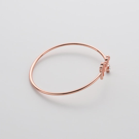 Rose Gold Plated Mum Cuff Bangle Created with Zircondia® Crystals Video