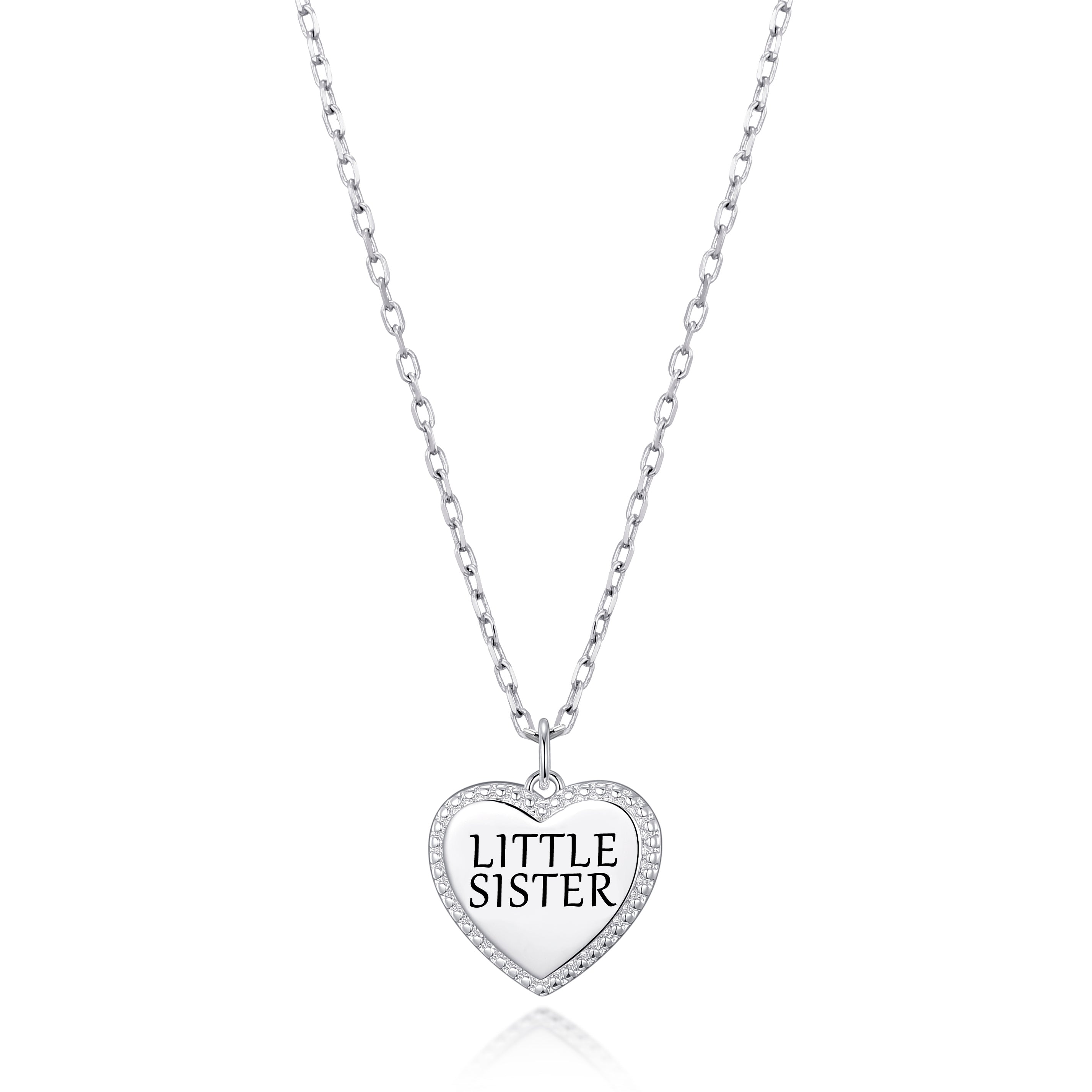 Silver Plated Filigree Heart Little Sister Necklace