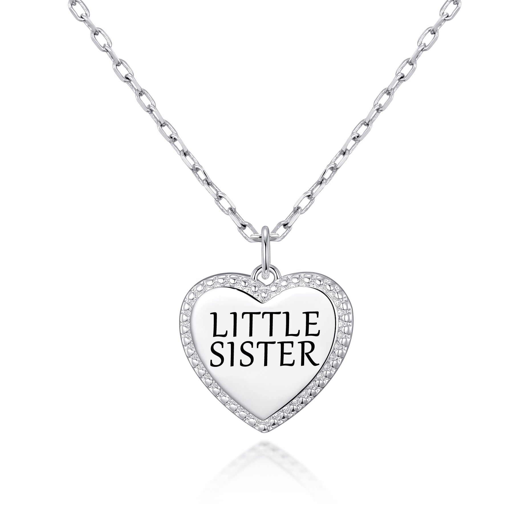 Silver Plated Filigree Heart Little Sister Necklace by Philip Jones Jewellery