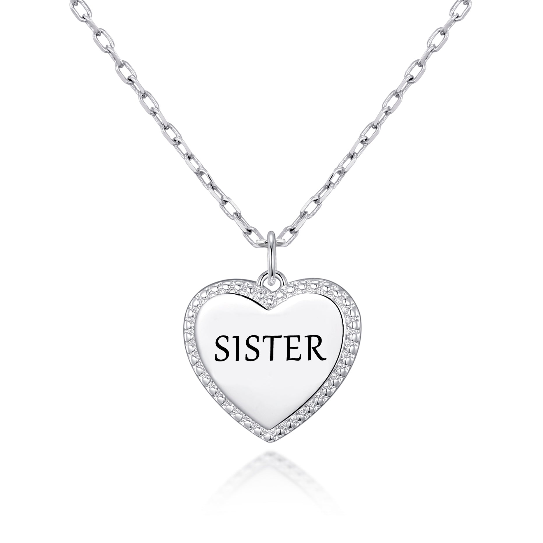 Silver Plated Filigree Heart Sister Necklace by Philip Jones Jewellery