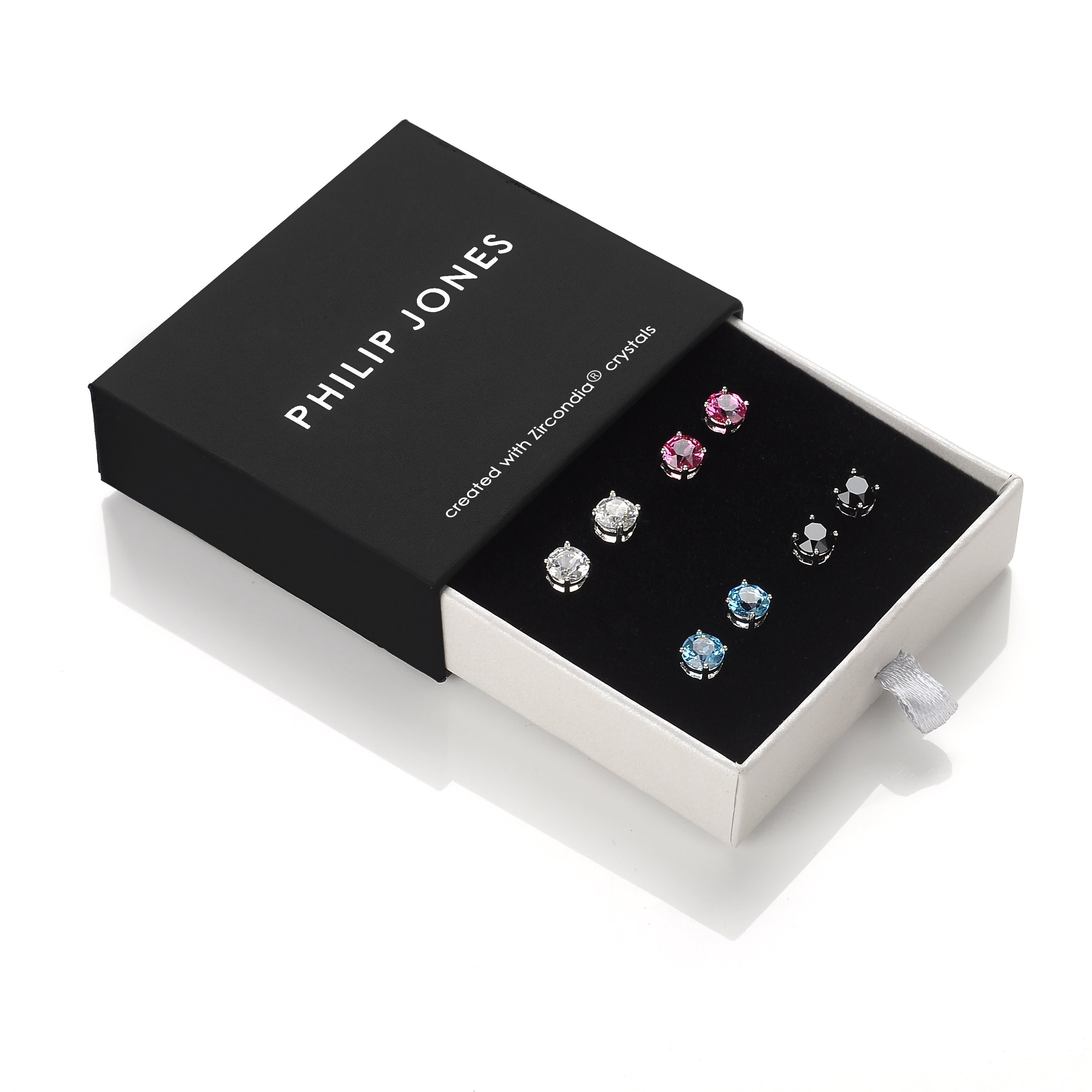Four Pack of Solitaire Earrings Created with Zircondia® Crystals