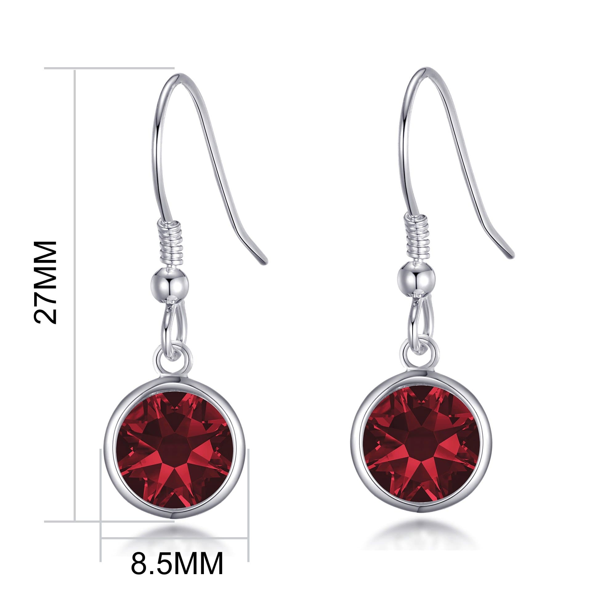 Dark Red Crystal Drop Earrings Created with Zircondia® Crystals