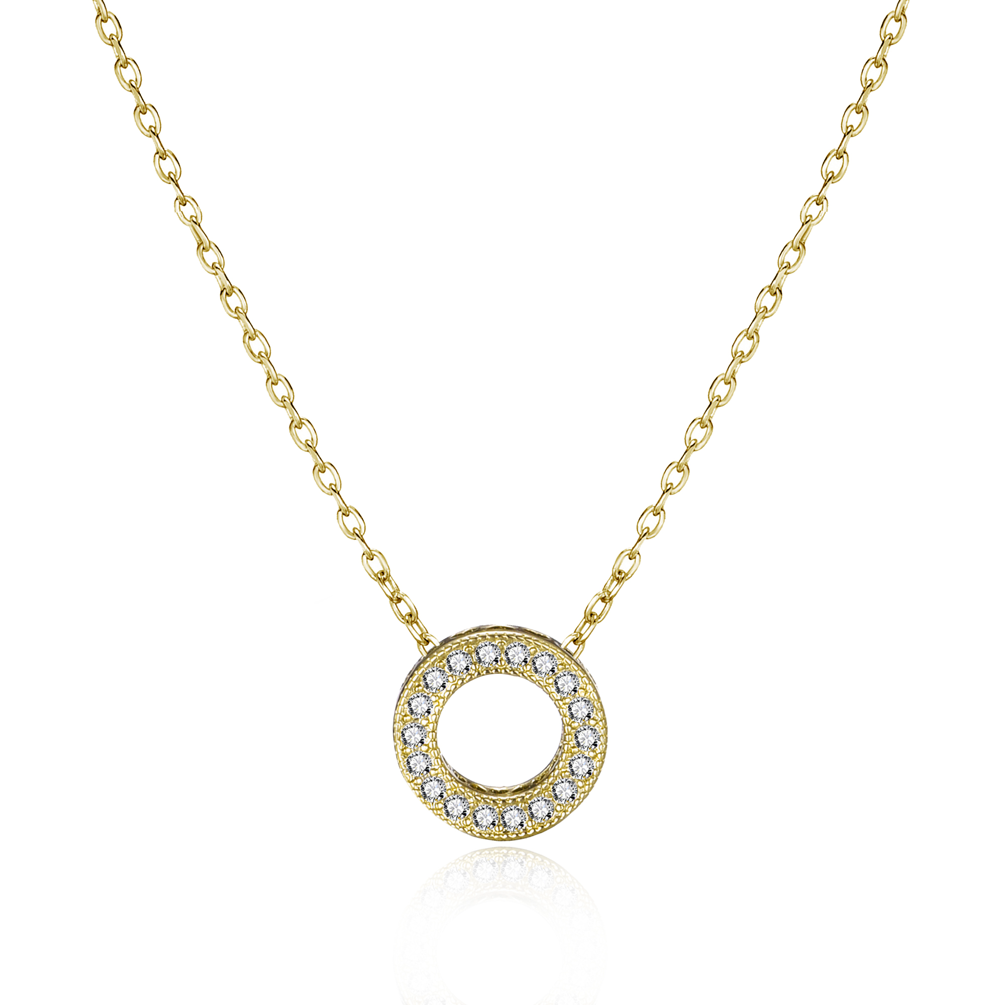 Gold Plated Circle of Life Necklace Created with Zircondia® Crystals