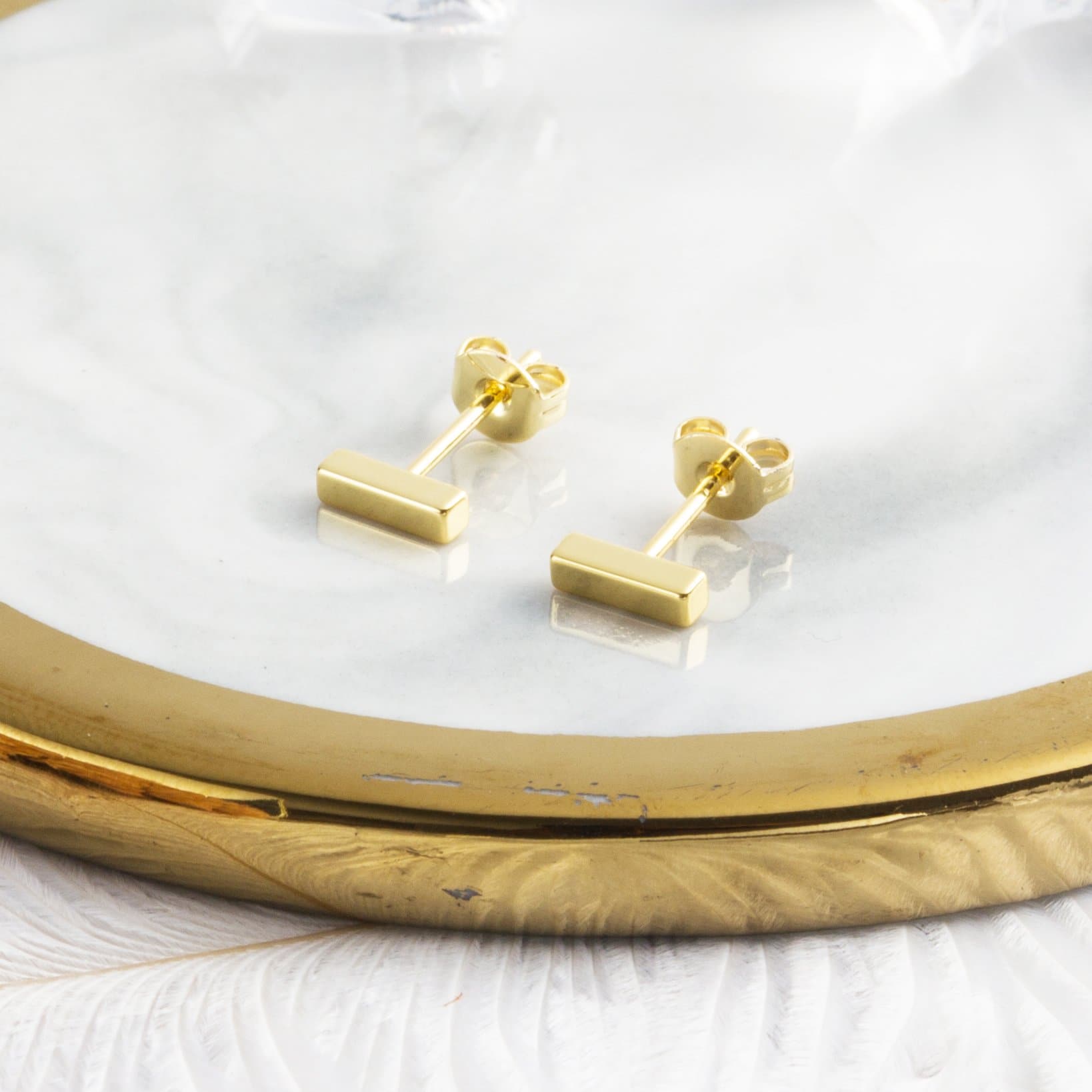 Gold Plated Bar Earrings - Philip Jones Jewellery