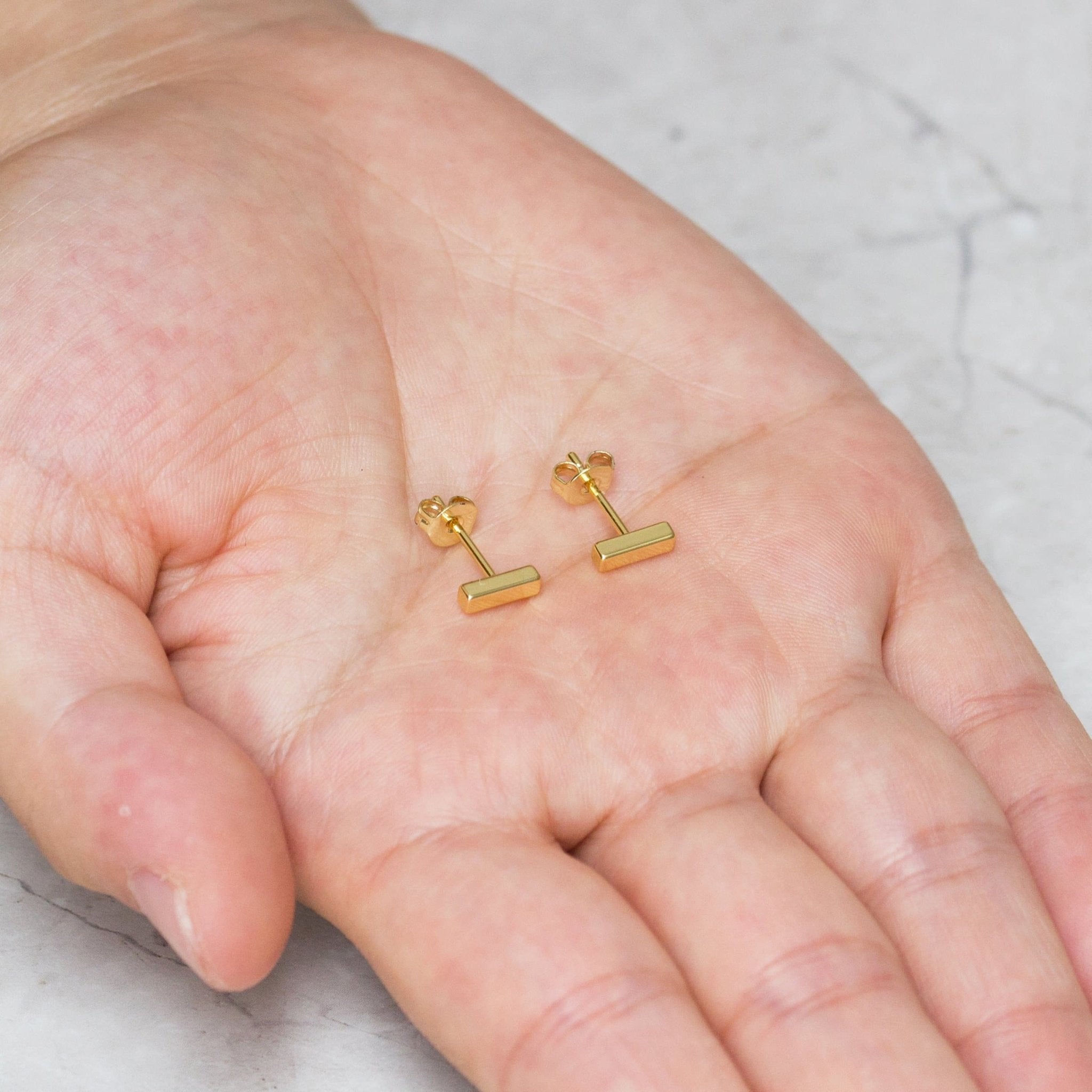 Gold Plated Bar Earrings - Philip Jones Jewellery