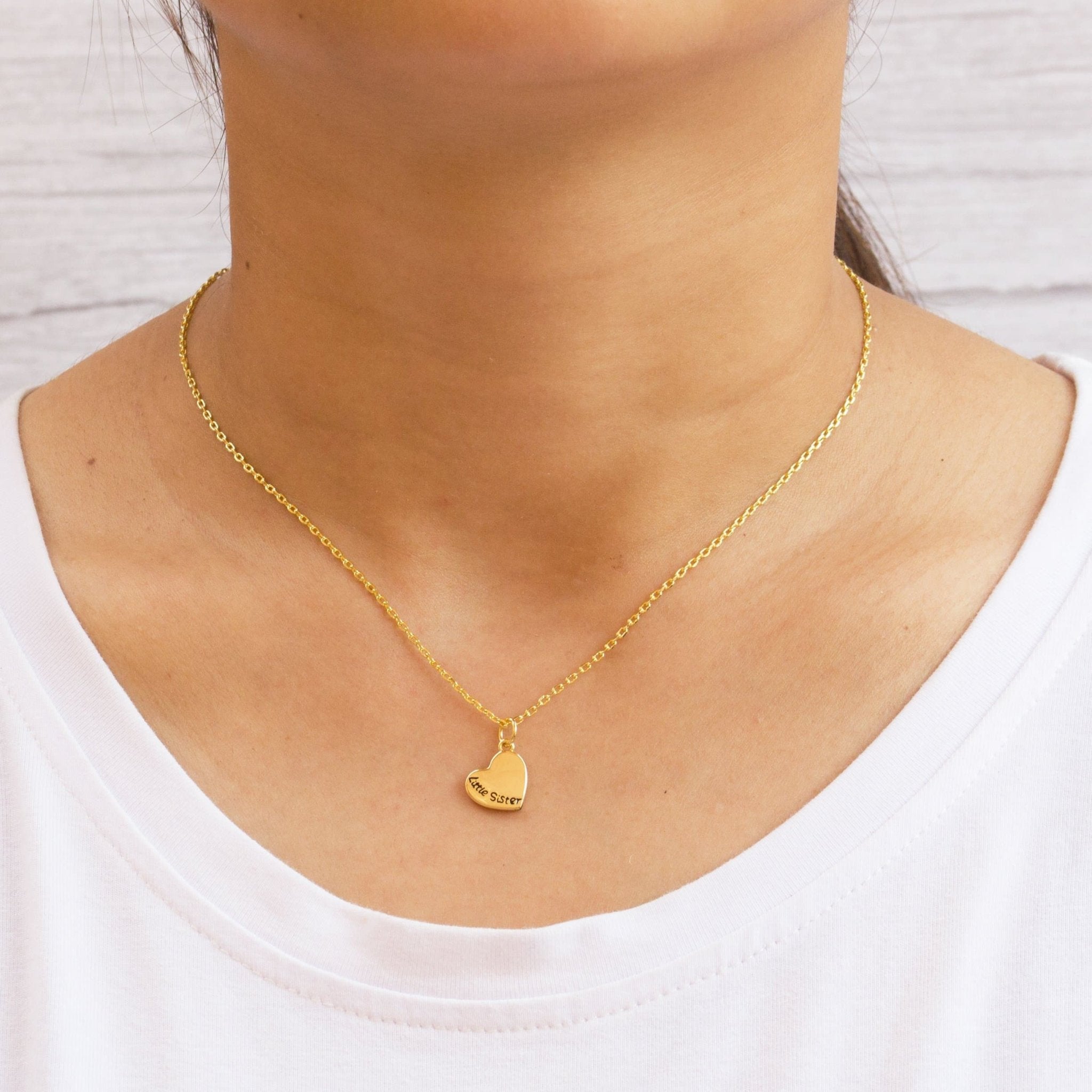 Gold Plated Big Sister and Little Sister Necklace Set - Philip Jones Jewellery