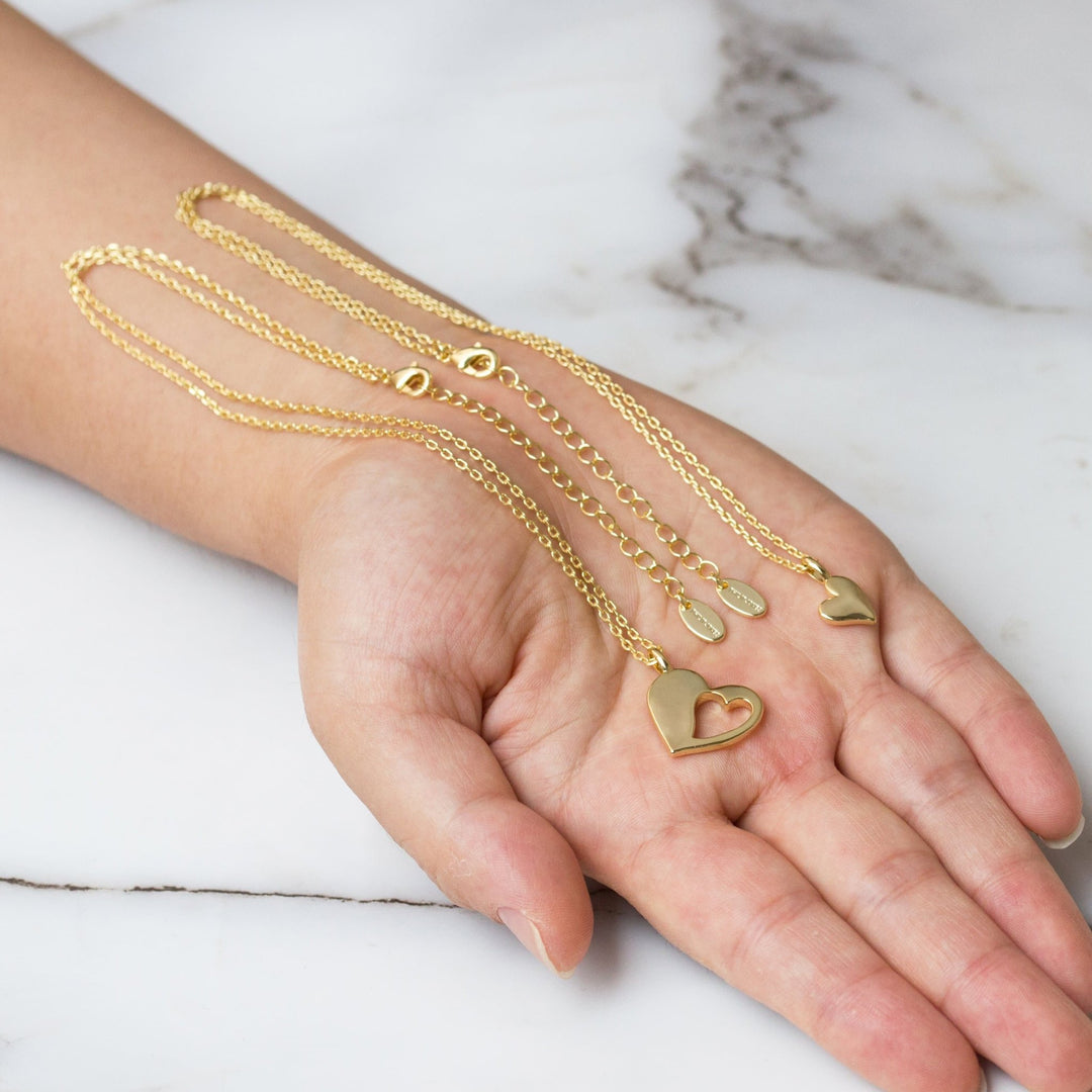 Gold Plated Big Sister Little Sister Piece of My Heart Necklace Set - Philip Jones Jewellery