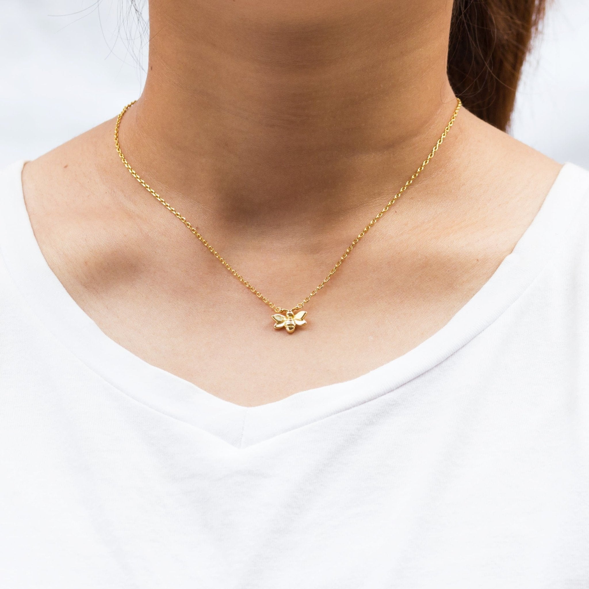 Gold Plated Bumble Bee Necklace - Philip Jones Jewellery