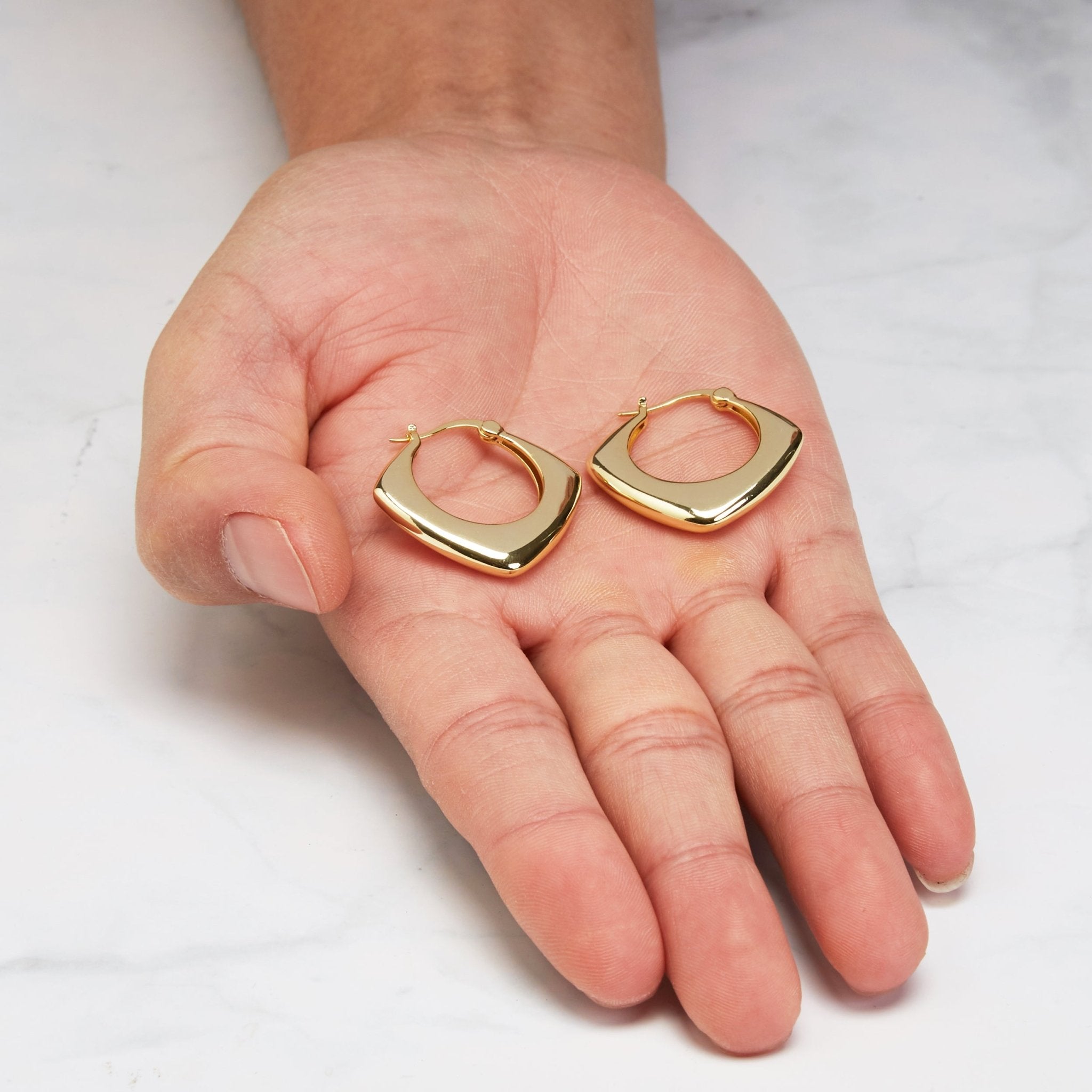 Gold Plated Chunky Hoop Earrings - Philip Jones Jewellery