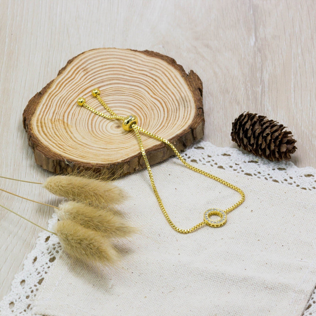 Gold Plated Circle of Life Friendship Bracelet Created with Zircondia® Crystals - Philip Jones Jewellery