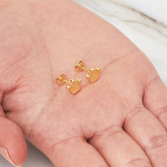 Gold Plated Crown Stud Earrings - Philip Jones Jewellery