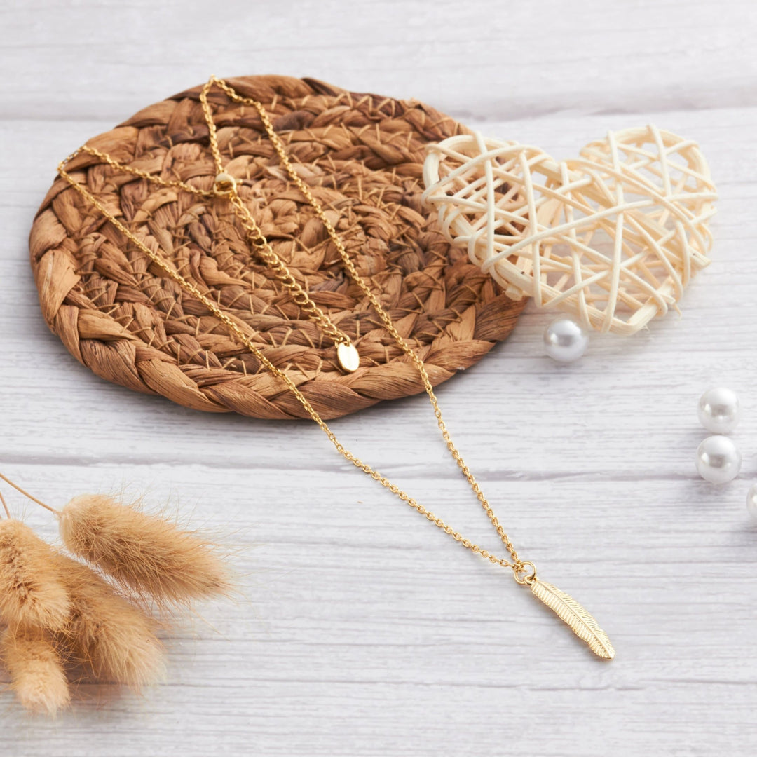 Gold Plated Feather Necklace - Philip Jones Jewellery