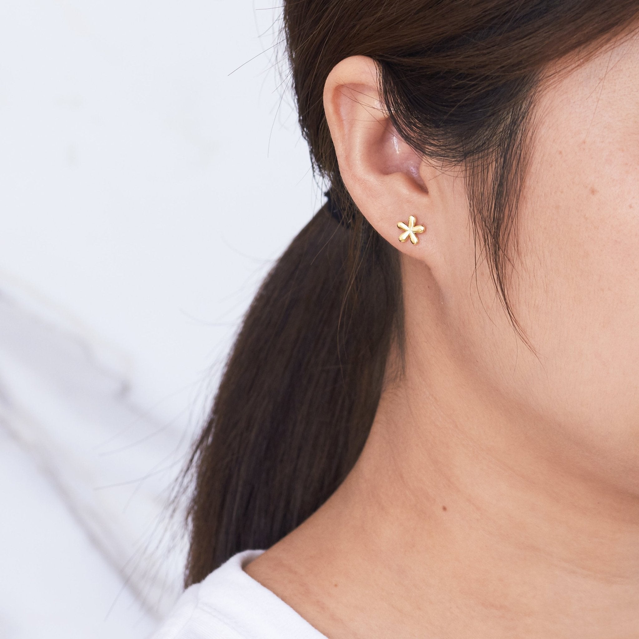 Gold Plated Flower Stud Earrings - Philip Jones Jewellery