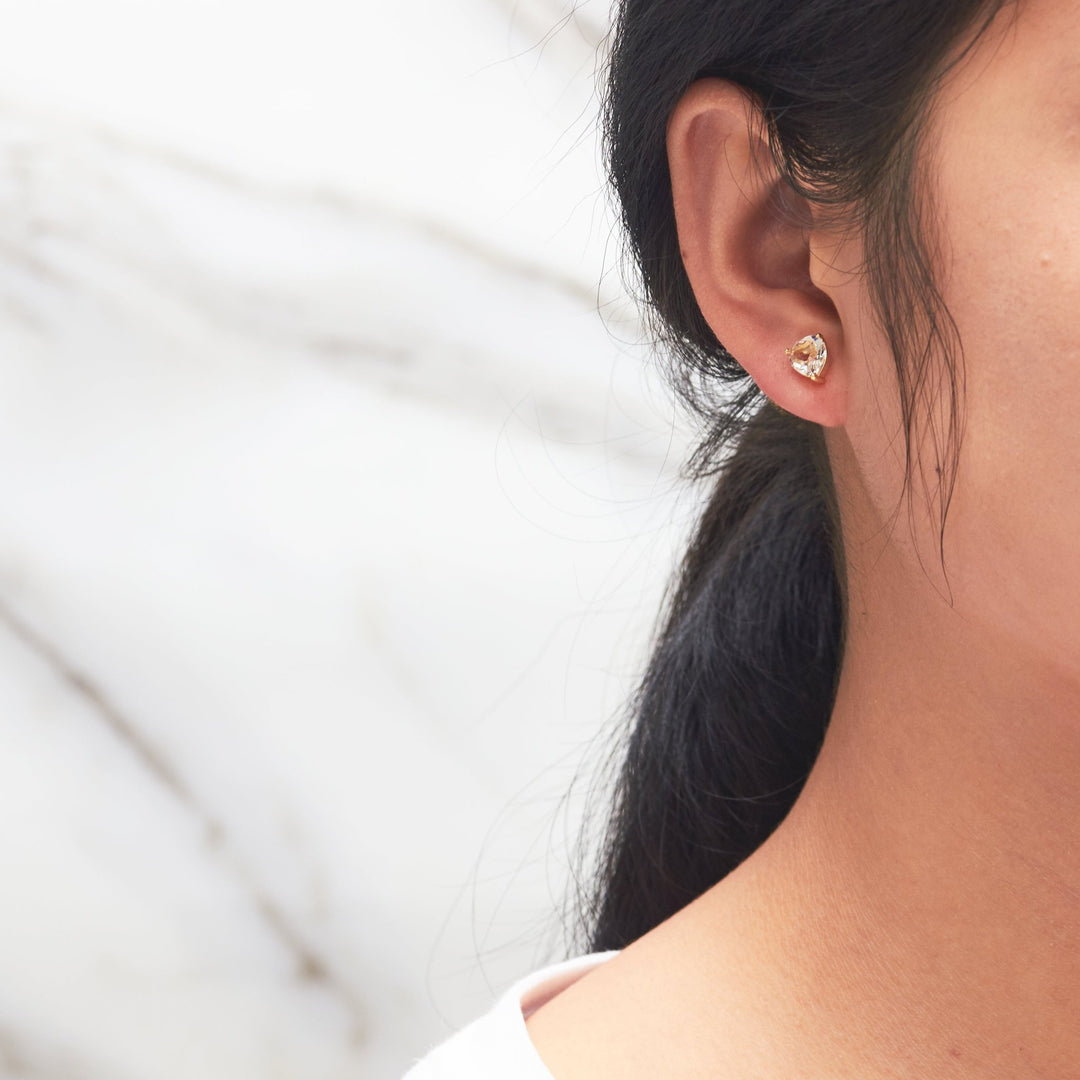 Gold Plated Heart Earrings Created with Zircondia® Crystals - Philip Jones Jewellery