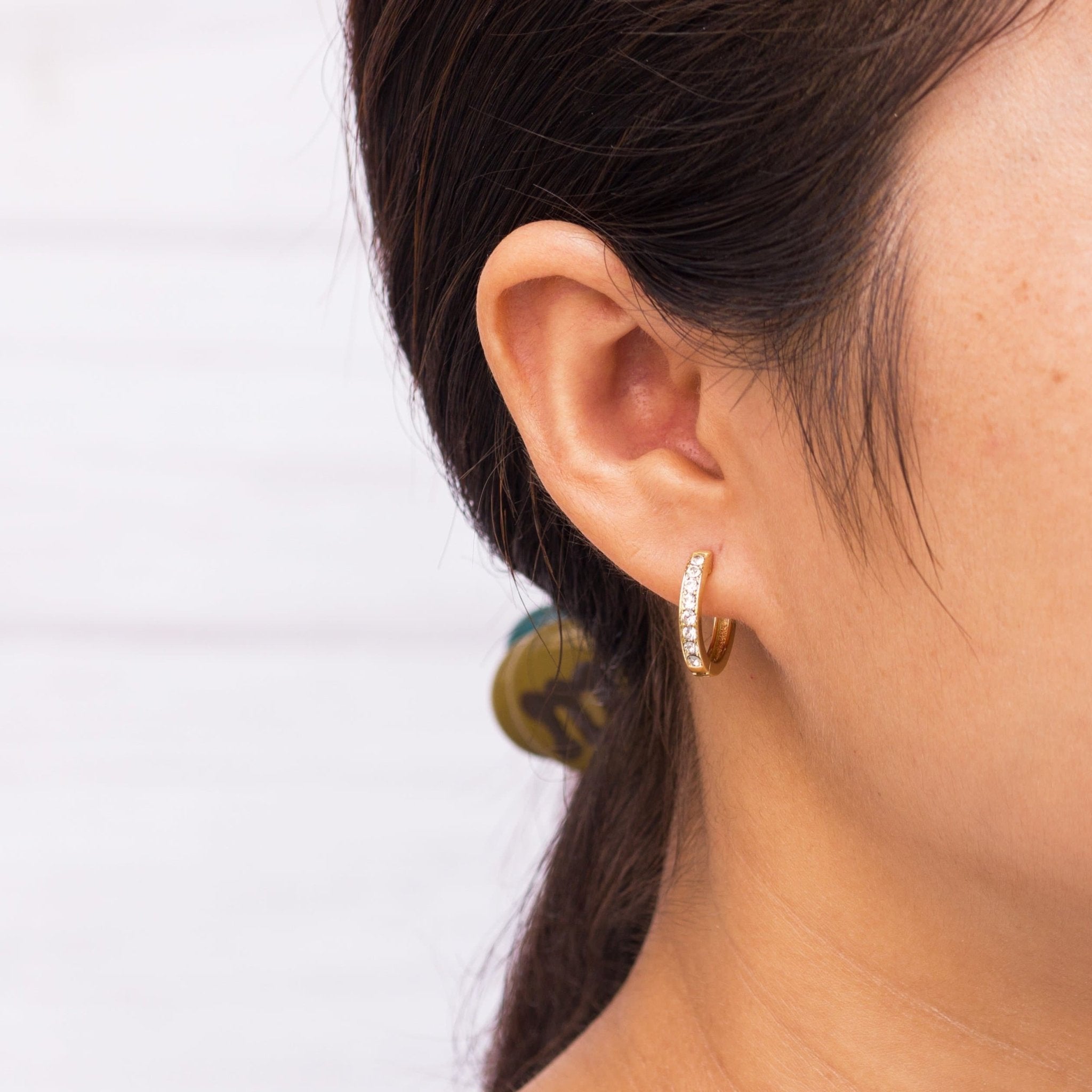 Gold Plated Hoop Earrings Created with Zircondia® Crystals - Philip Jones Jewellery