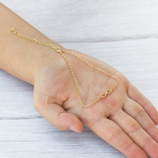 Gold Plated Infinity Anklet Created with Zircondia® Crystals - Philip Jones Jewellery