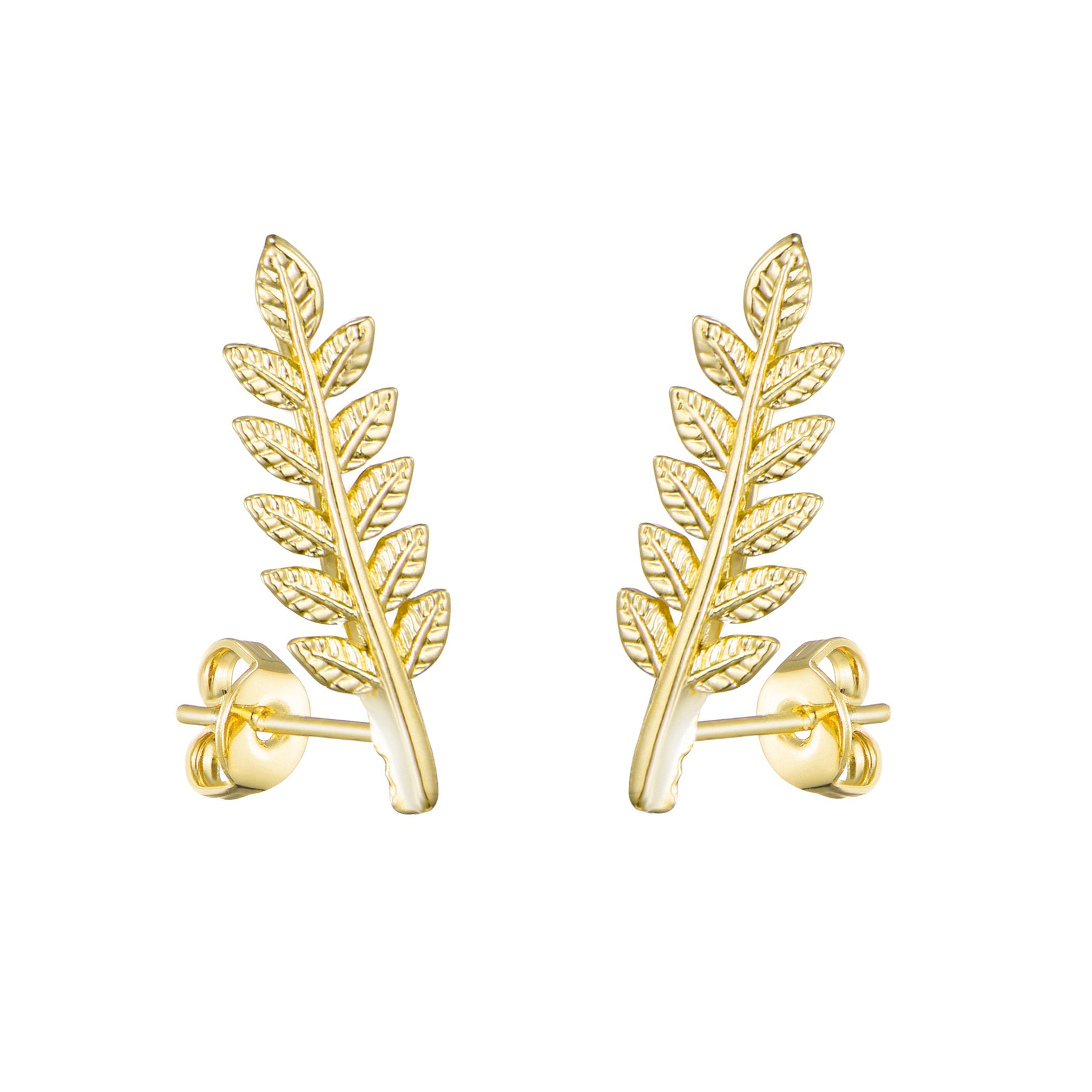 Gold Plated Leaf Earrings - Philip Jones Jewellery