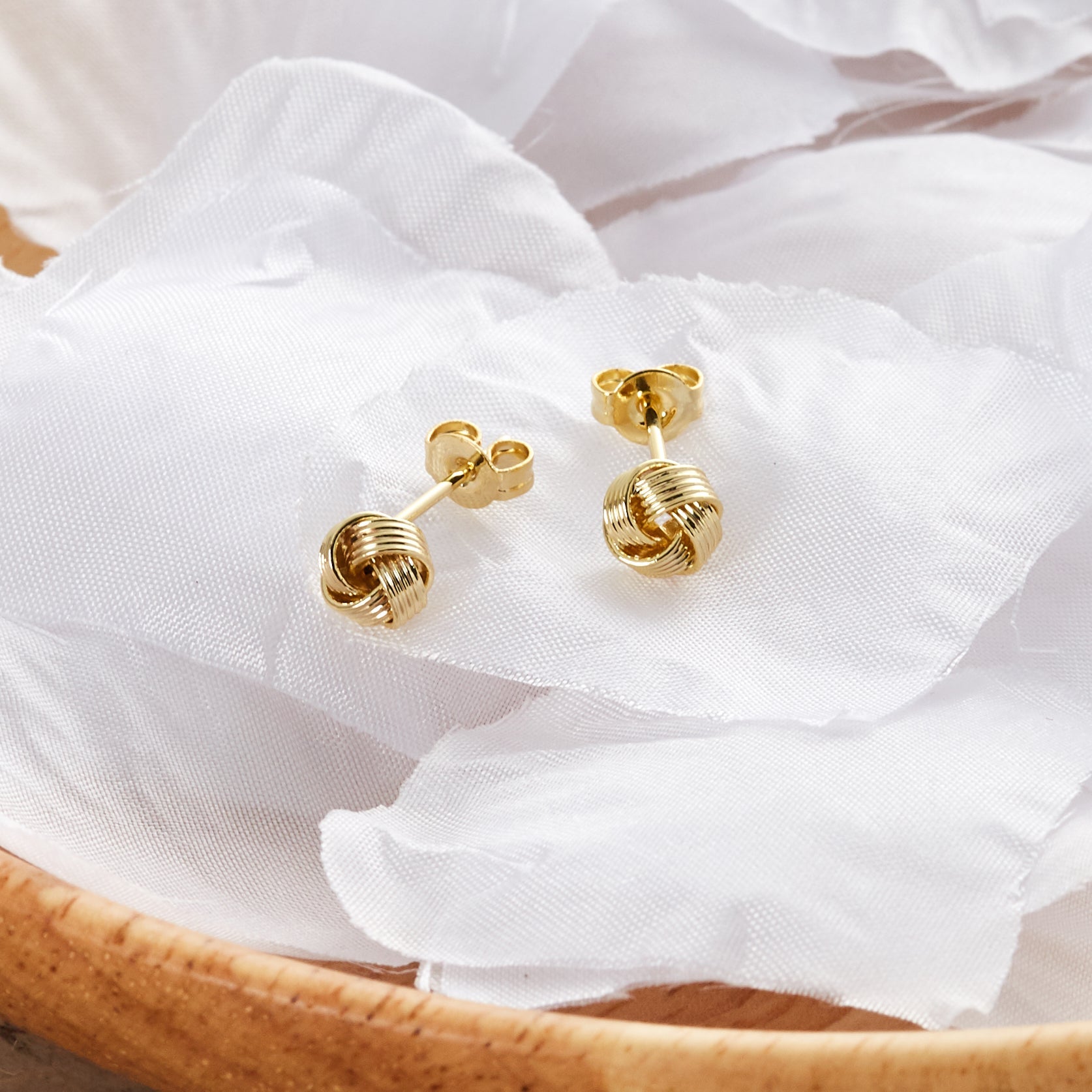 Gold Plated Love Knot Earrings - Philip Jones Jewellery