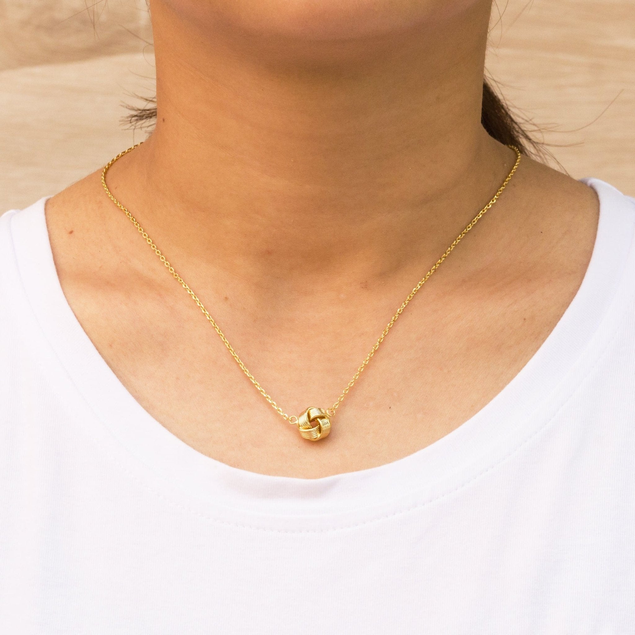 Gold Plated Love Knot Necklace - Philip Jones Jewellery