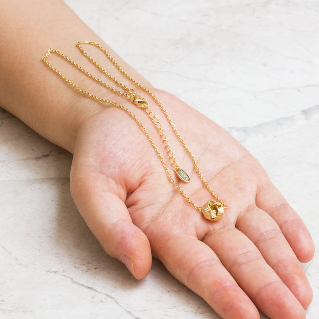 Gold Plated Love Knot Necklace with Quote Card - Philip Jones Jewellery