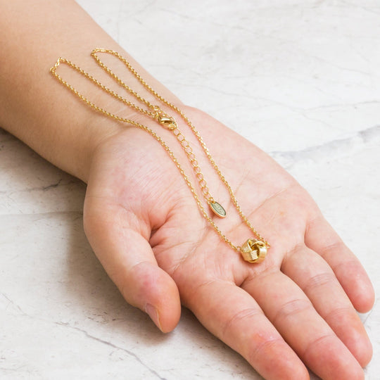Gold Plated Love Knot Necklace with Quote Card - Philip Jones Jewellery