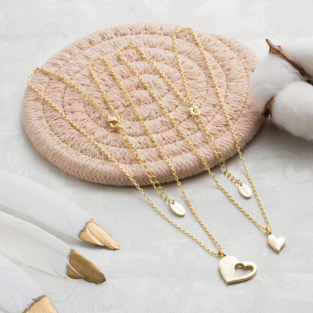 Gold Plated Mother Daughter Piece of My Heart Necklace Set - Philip Jones Jewellery