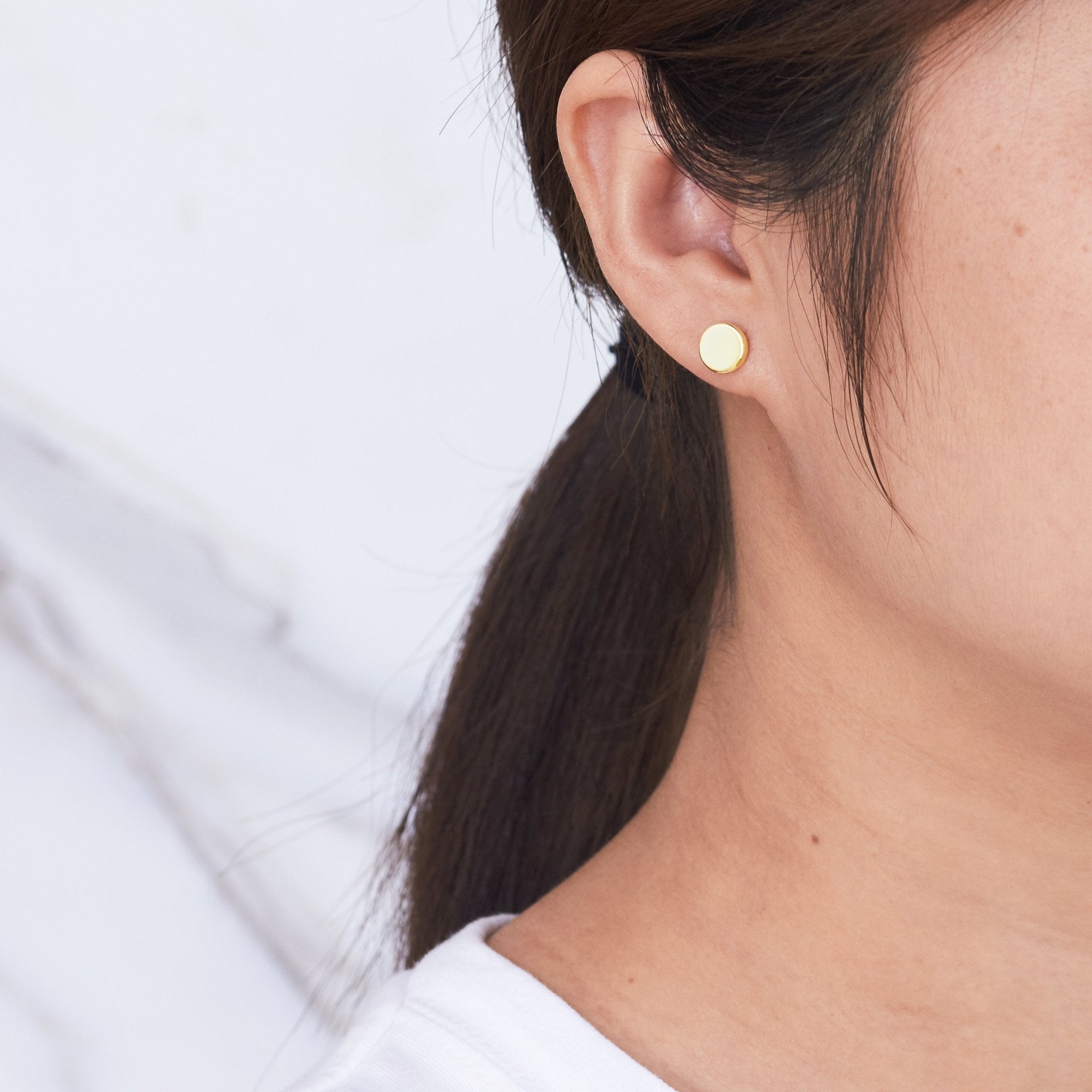 Gold Plated Round Dot Stud Earrings - Philip Jones Jewellery