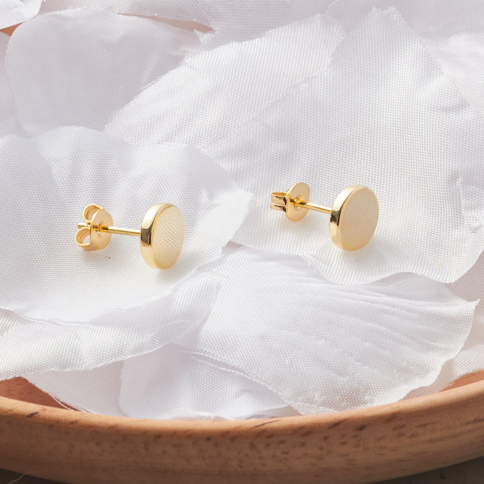 Gold Plated Round Dot Stud Earrings - Philip Jones Jewellery