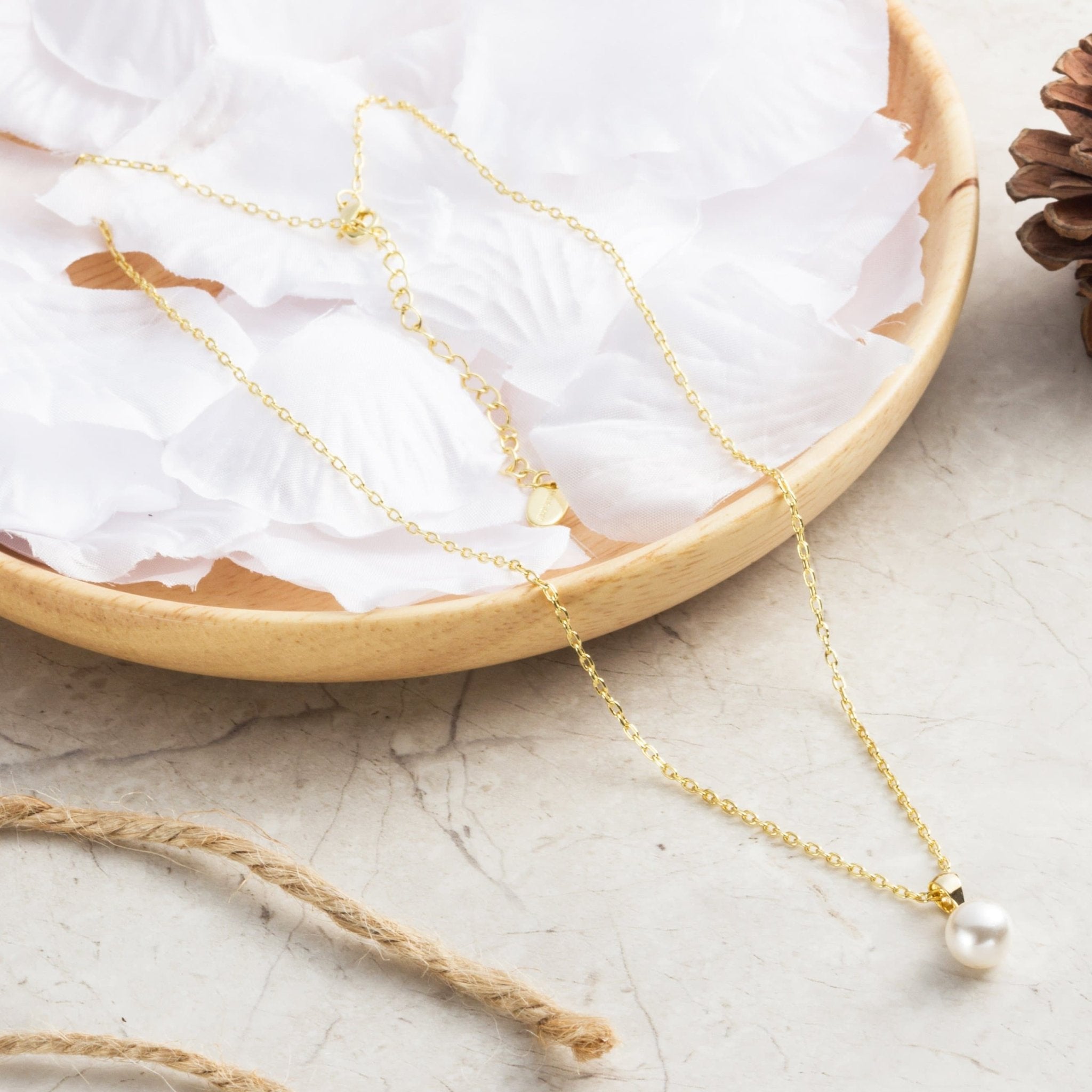 Gold Plated Shell Pearl Necklace - Philip Jones Jewellery