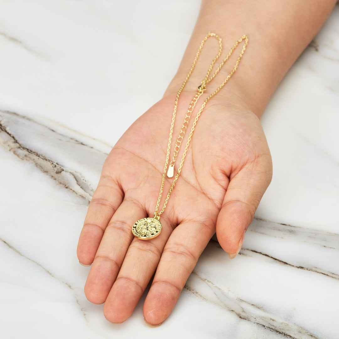 Gold Plated St Christopher Necklace - Philip Jones Jewellery