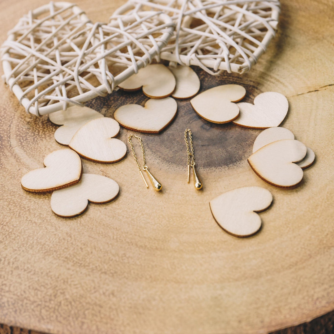Gold Plated Sterling Silver Teardrop Thread Earrings - Philip Jones Jewellery
