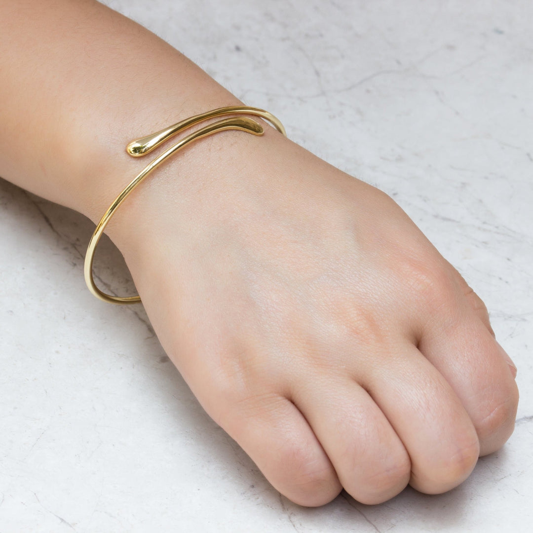Gold Plated Teardrop Bangle - Philip Jones Jewellery