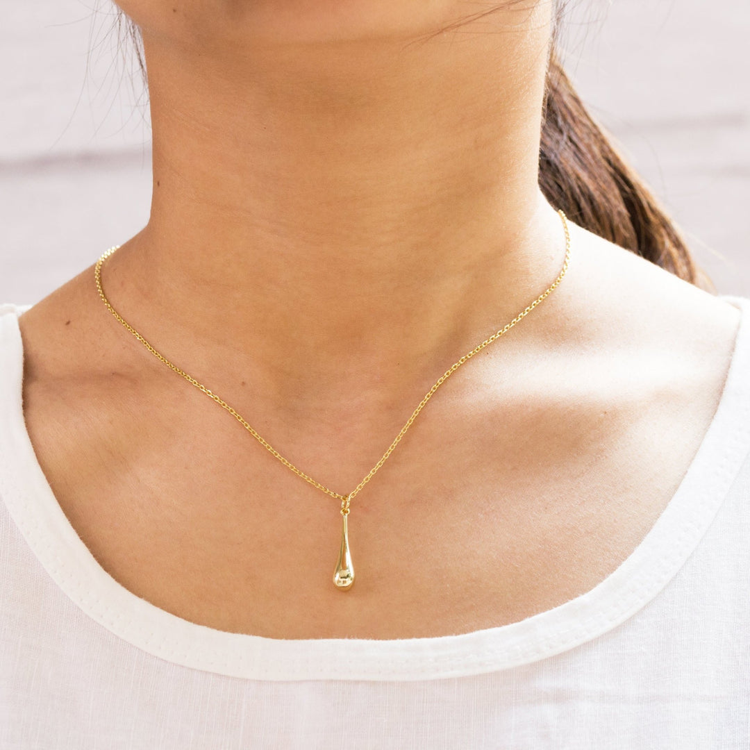 Gold Plated Teardrop Necklace - Philip Jones Jewellery