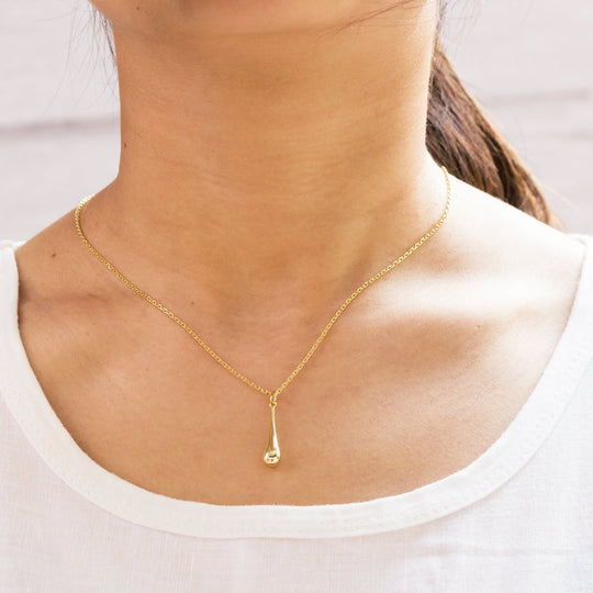 Gold Plated Teardrop Necklace - Philip Jones Jewellery