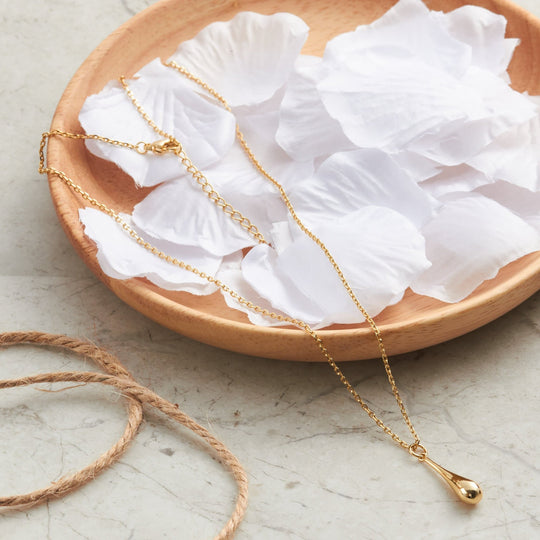 Gold Plated Teardrop Necklace - Philip Jones Jewellery
